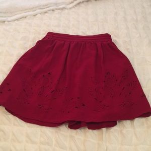Red Flowy Skirt with Cutout Design